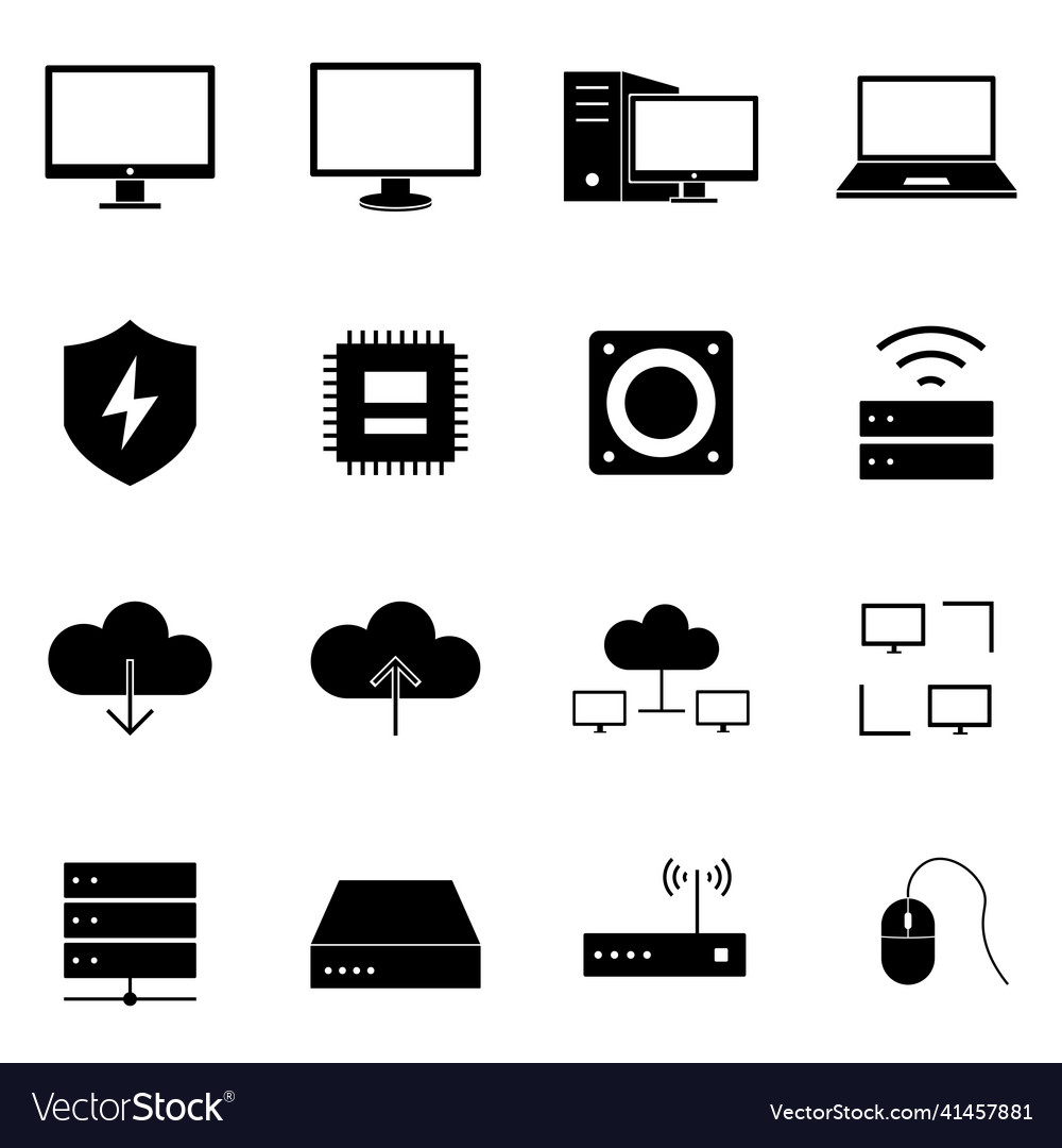 Computer components icons set vector image Computer components icons set