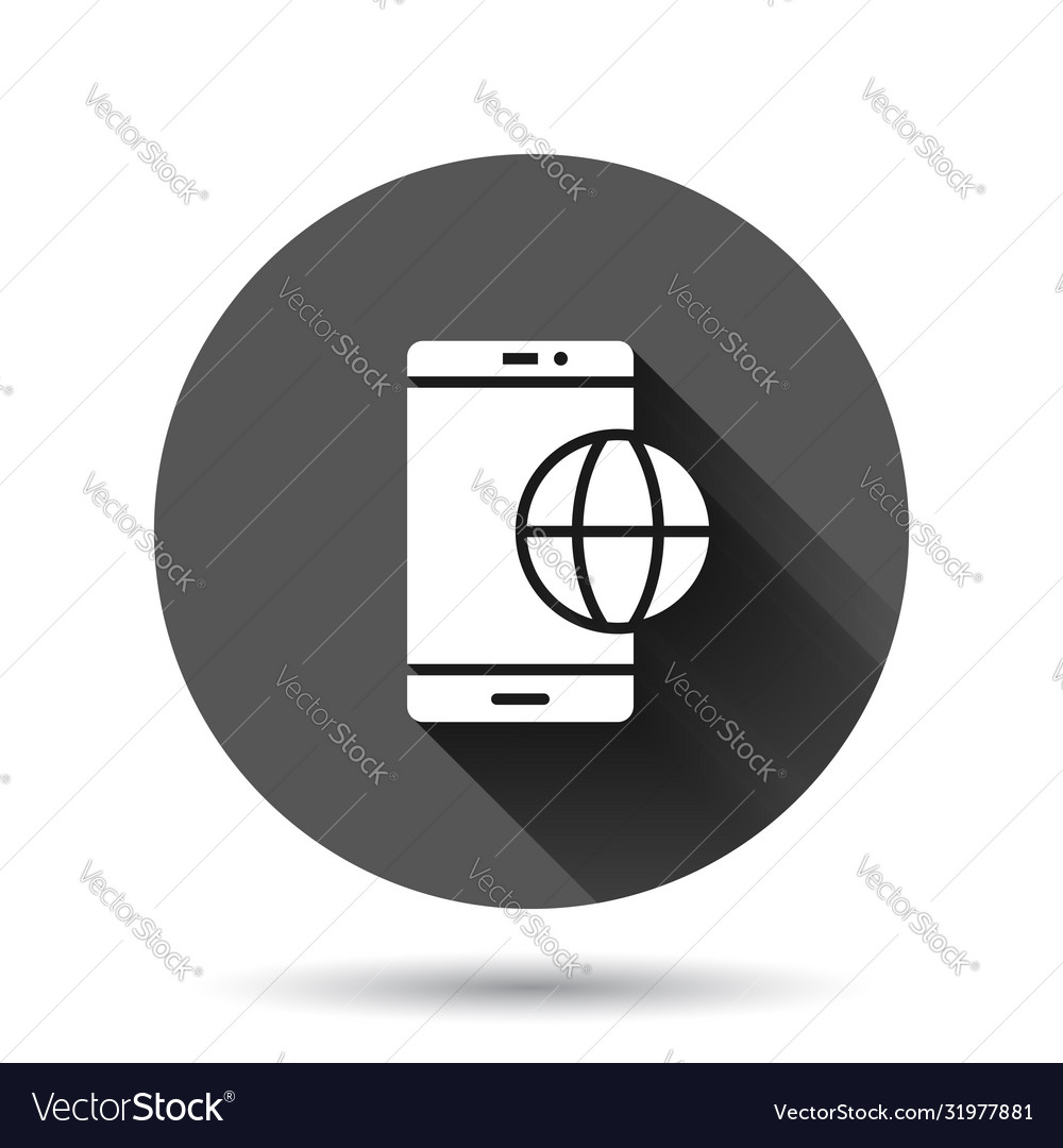 Globe Smartphone-Symbol im flachen Stil Mobiltelefon