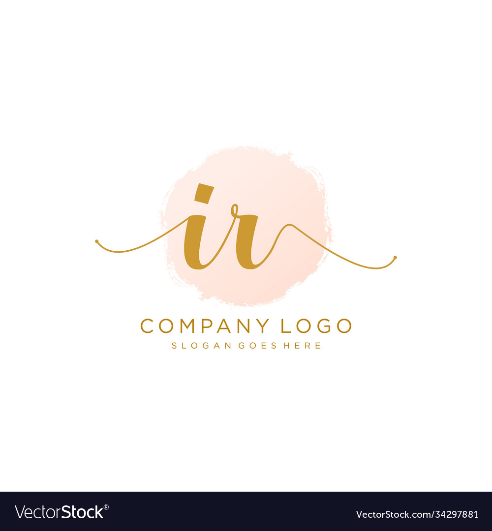 Initial ir handwriting logo with circle template