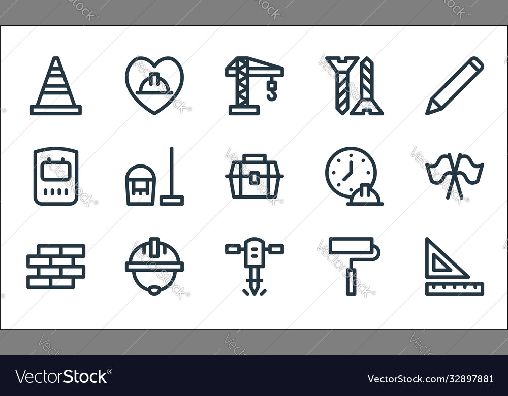 Labour day line icons linear set quality vector image Labour day line icons linear set quality
