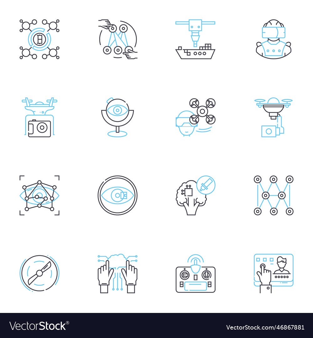Smart dispatch linear icons set efficiency vector image Smart dispatch linear icons set efficiency
