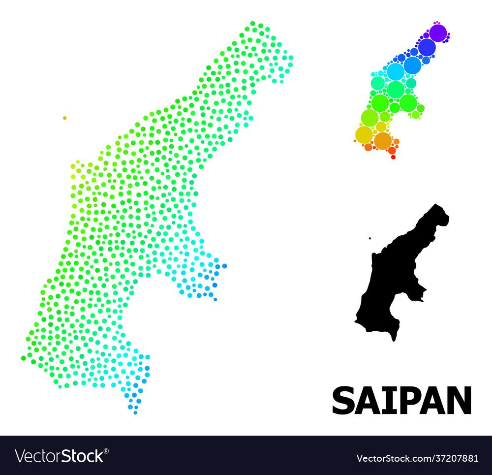 Spectrum dot map saipan island Royalty Free Vector Image