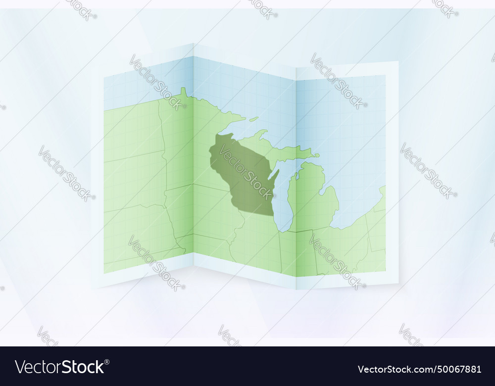 Wisconsin map folded paper