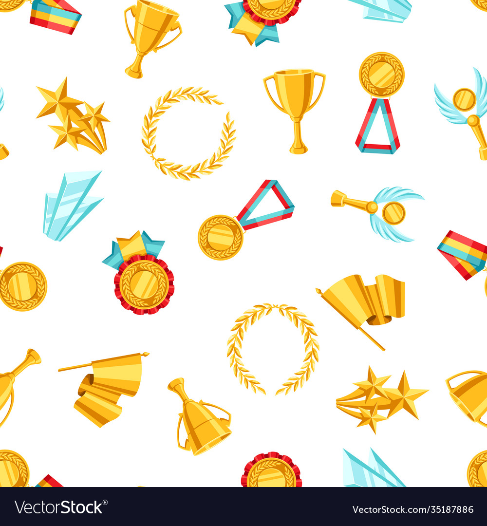 Awards and trophy seamless pattern vector image Awards and trophy seamless pattern
