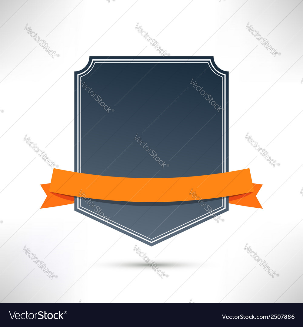 Badge with orange flat ribbon template