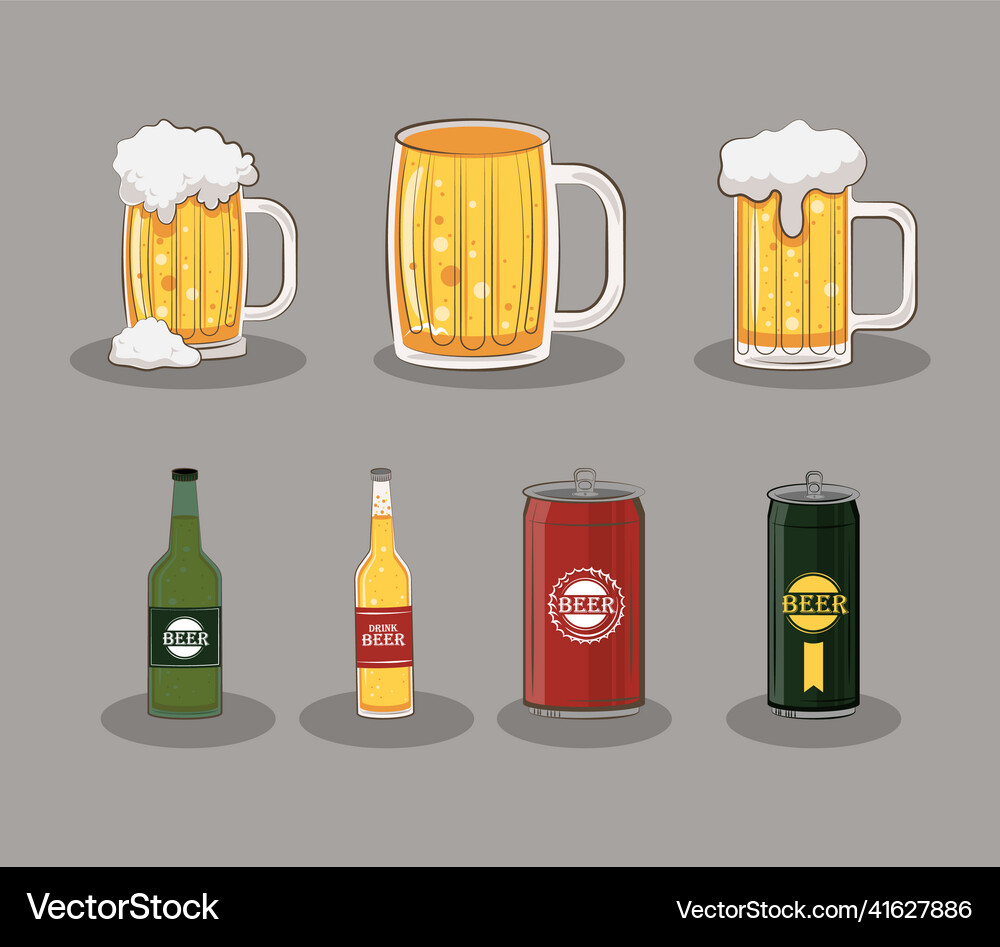Beers bottles and glass Royalty Free Vector Image