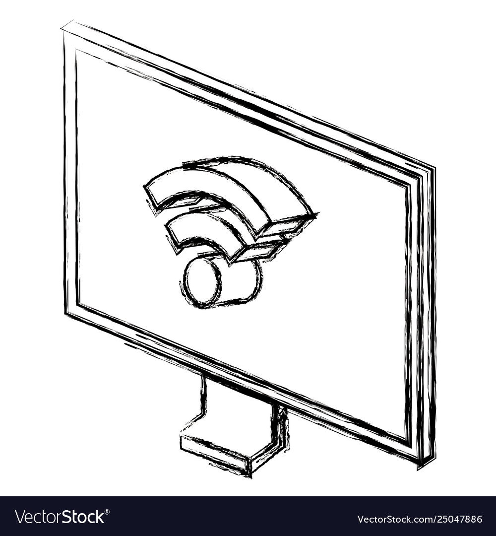 Computer display with wifi signal isometric Vector Image Computer display with wifi signal isometric