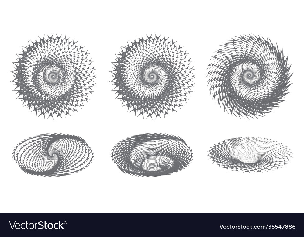 Dotted halftone spiral patterns set