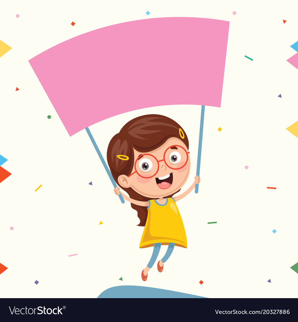 Kid holding placard Royalty Free Vector Image - VectorStock