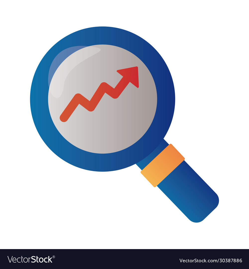 Magnifying glass with arrow up infographic Vector Image