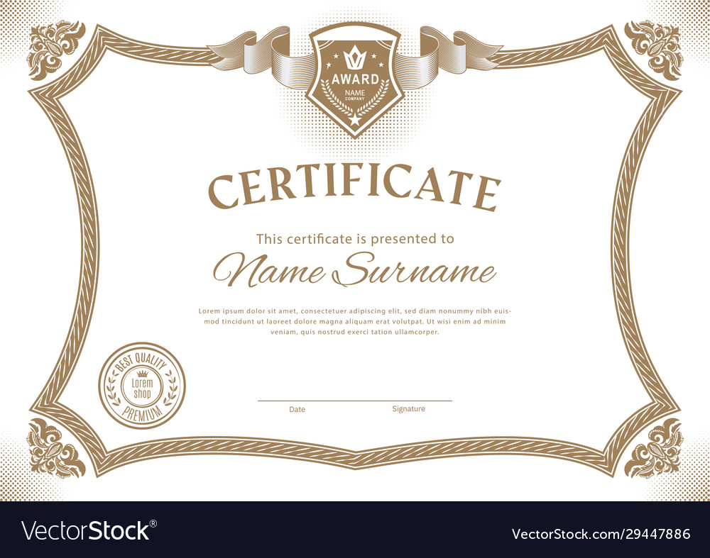 Official white certificate with vintage modern vector image Official white certificate with vintage modern
