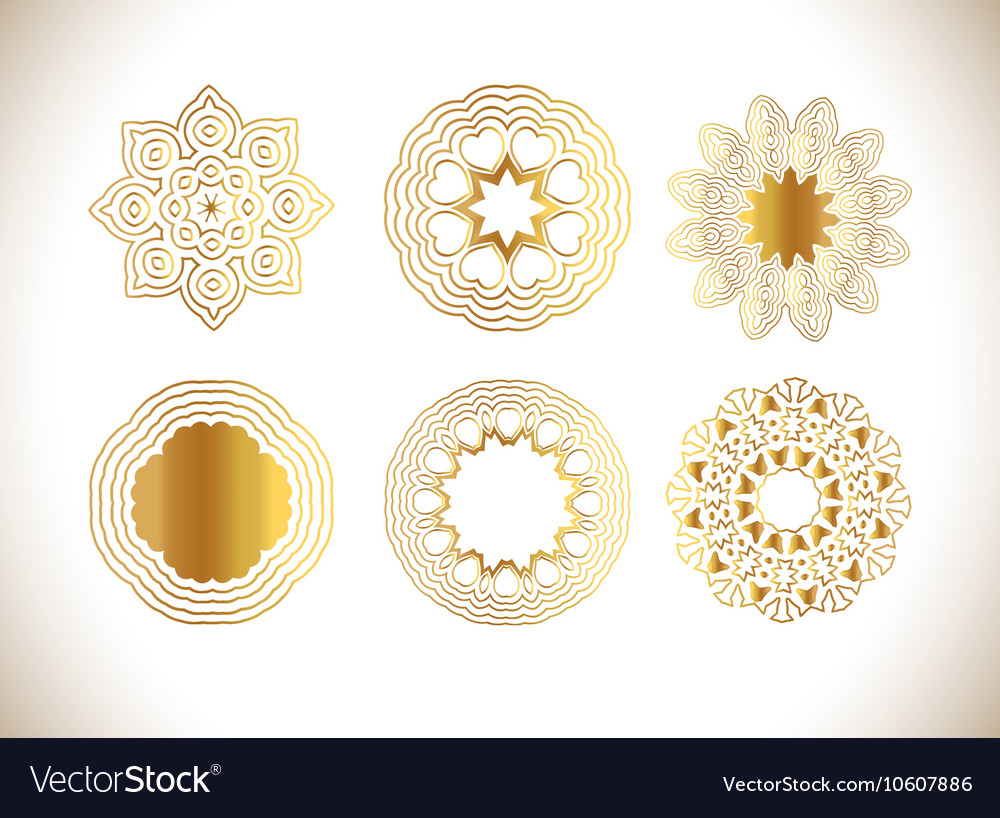 Oriental gold pattern golden snowflakes set