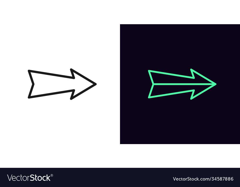 Outline arrow icon linear pointer sign straight vector image Outline arrow icon linear pointer sign straight