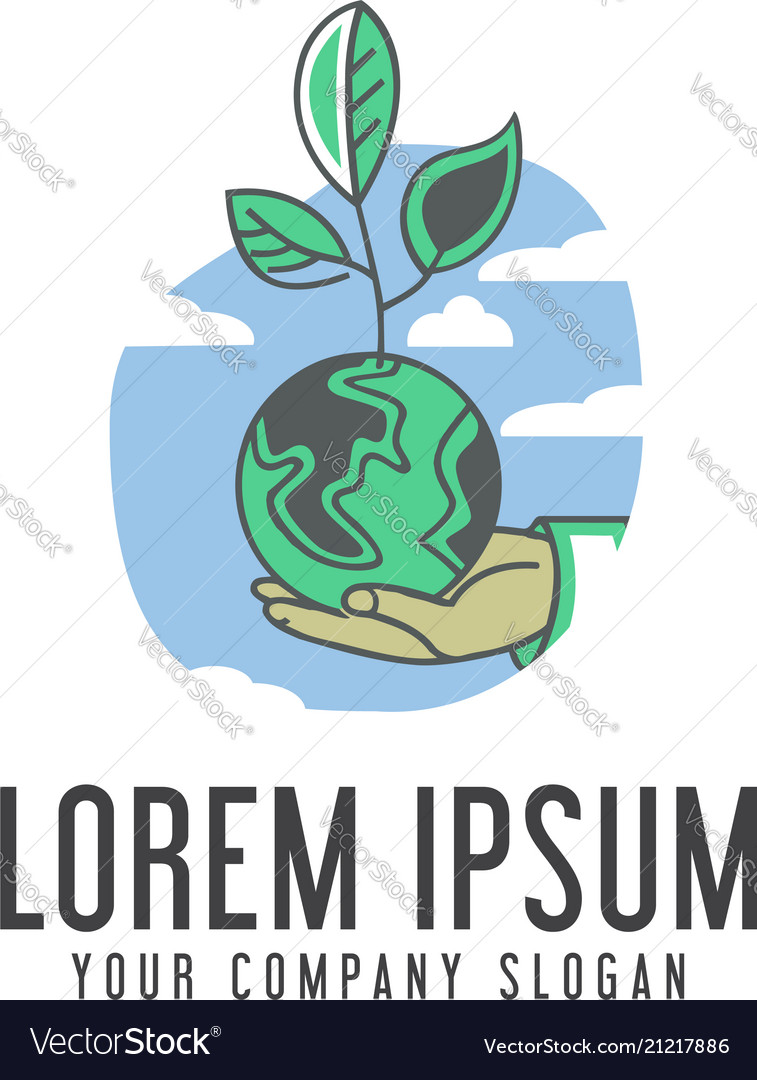 save earth logo ecology design concept template vector image