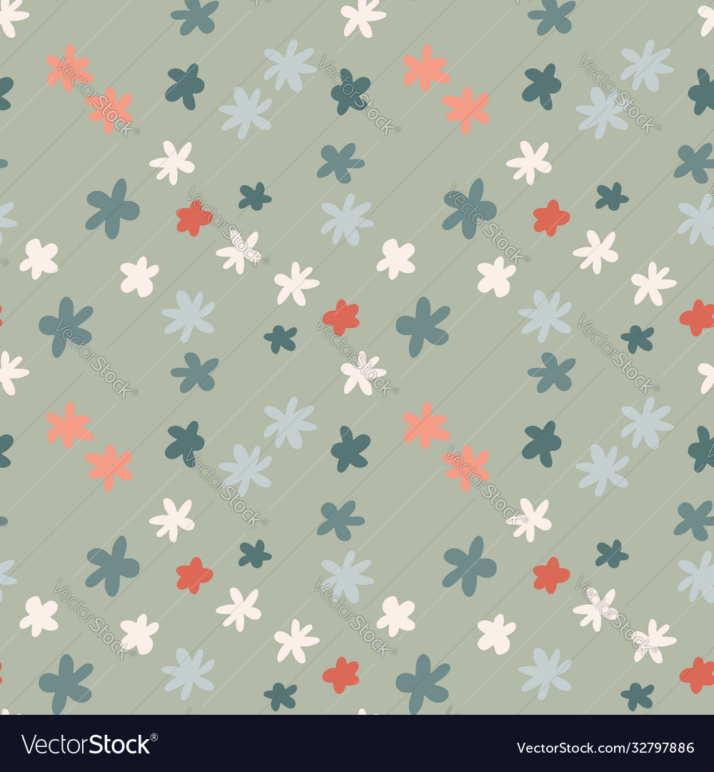 Scribble flower figures random seamless pattern vector image Scribble flower figures random seamless pattern