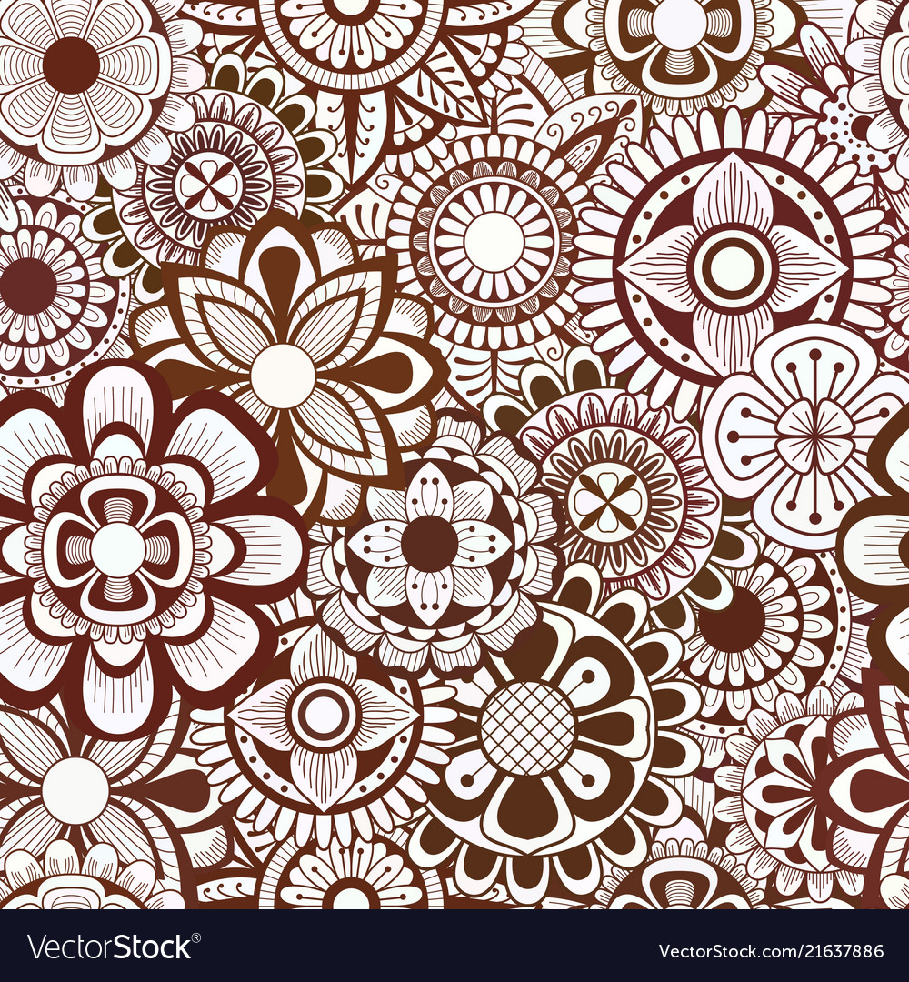 Seamless pattern with floral element henna style