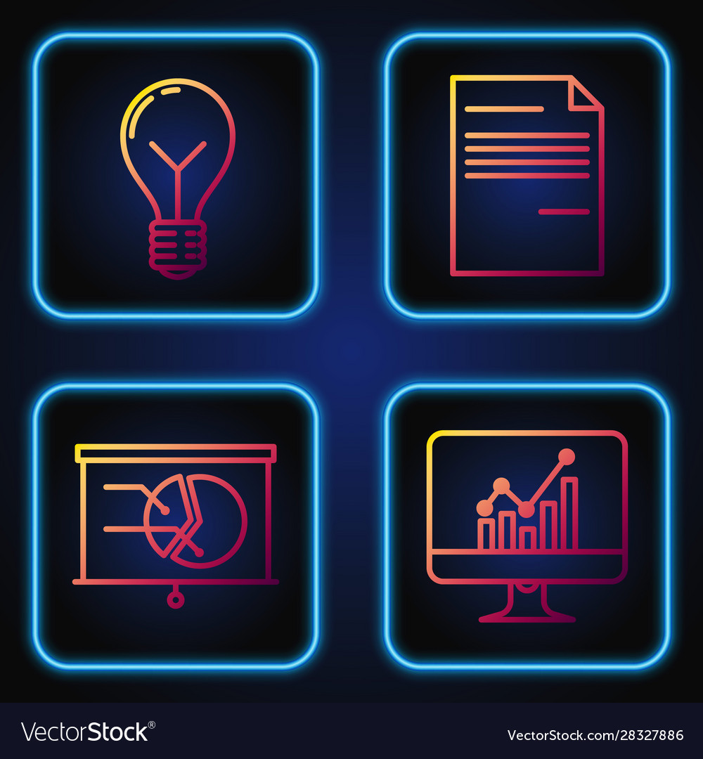 Set line computer monitor with graph chart board vector image Set line computer monitor with graph chart board