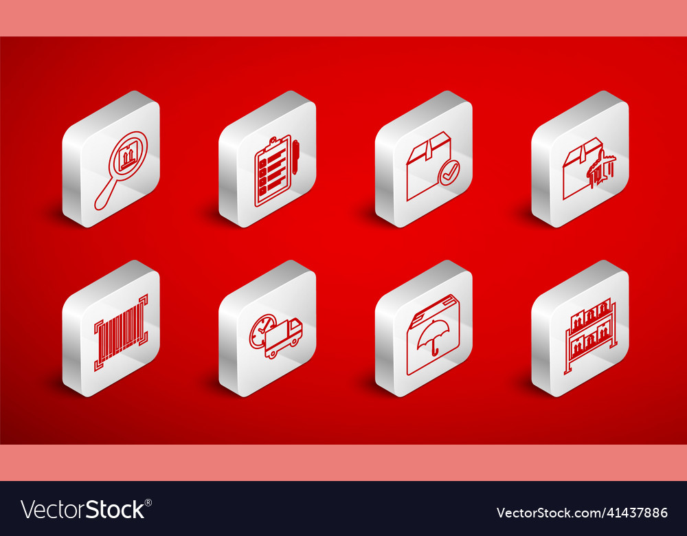 Set line warehouse verification of delivery list vector image Set line warehouse verification of delivery list