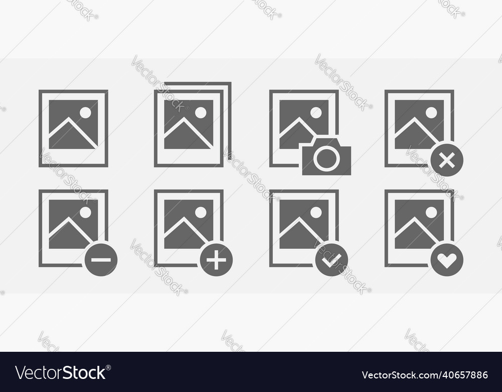 Set of image gallery icons collection digital