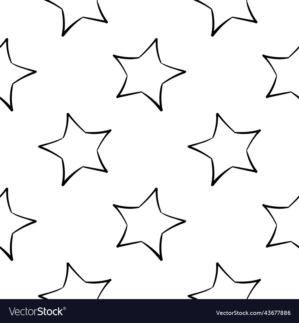 Star hand drawn seamless pattern Royalty Free Vector Image