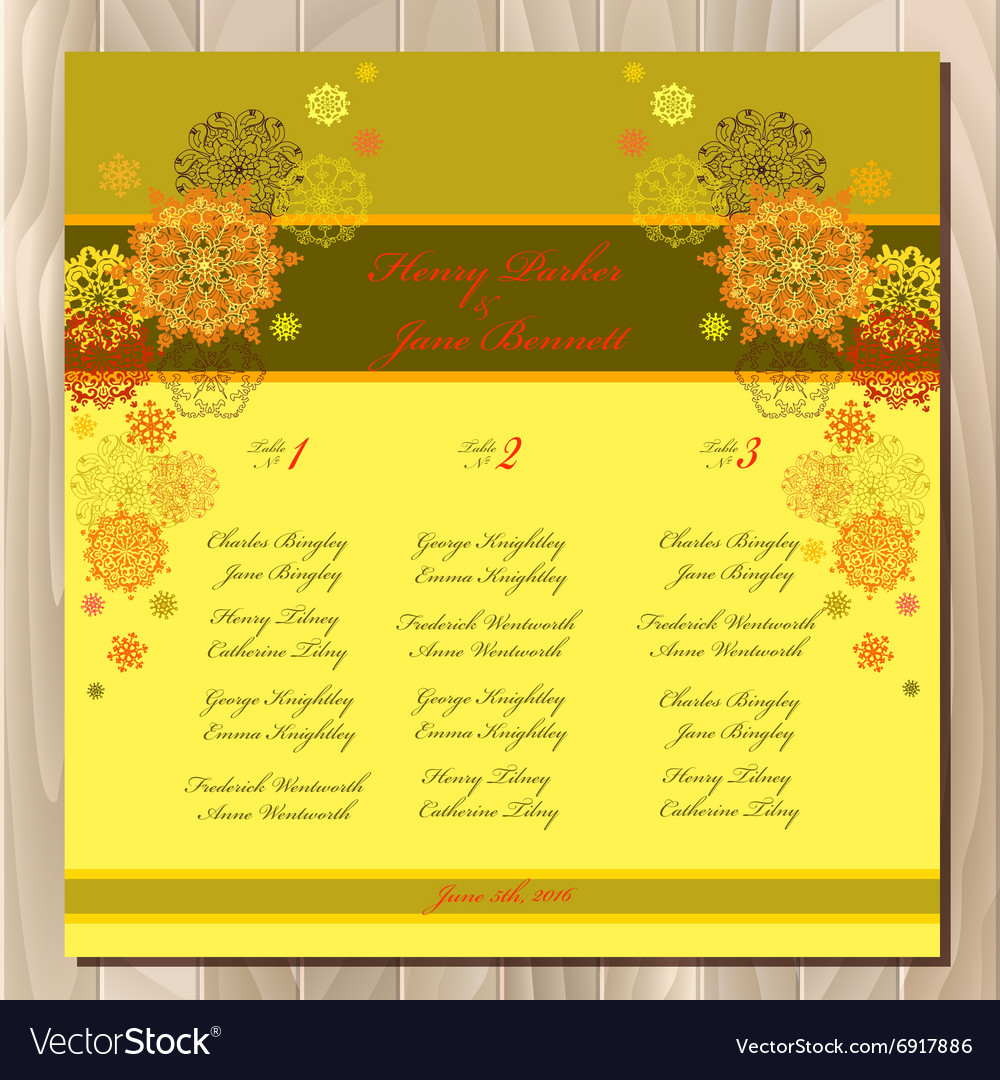 Table guest list background with winter