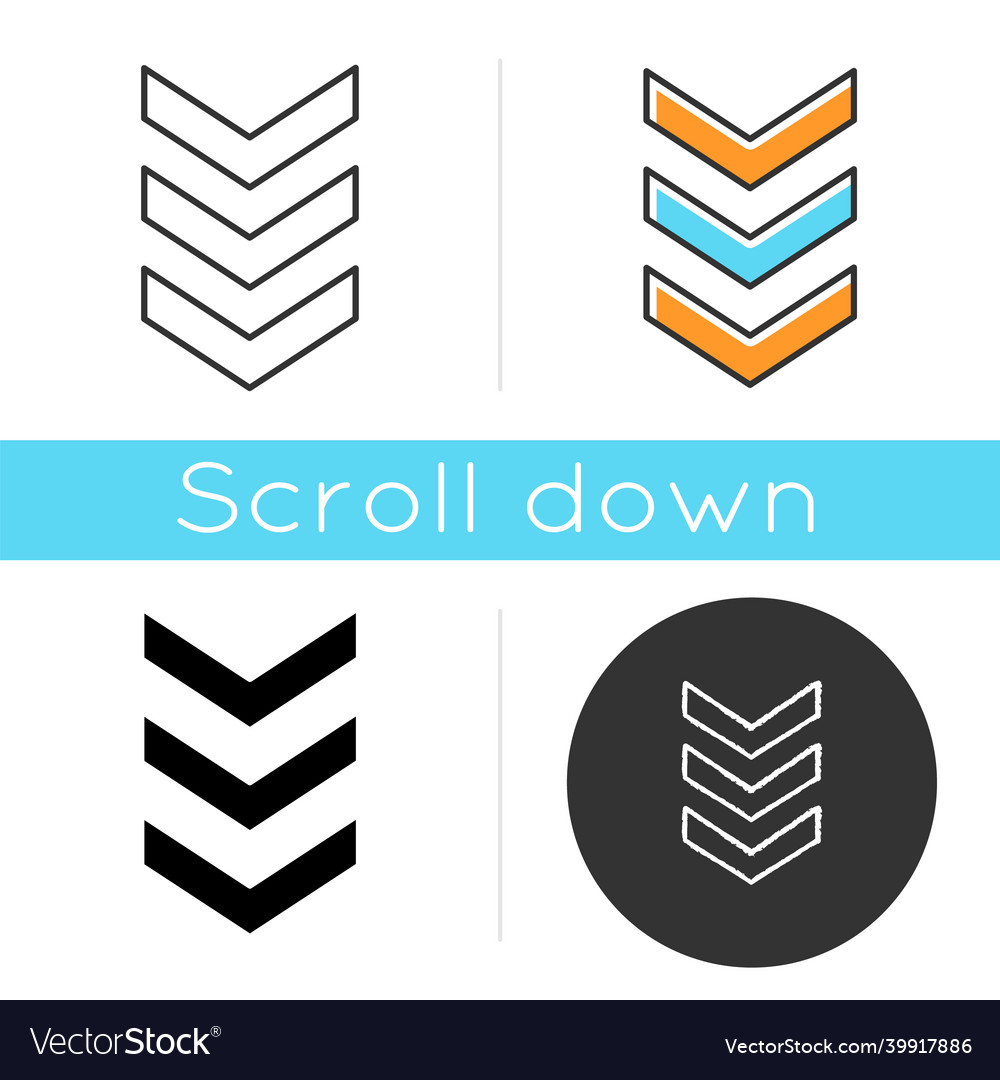 Three down arrows icon vertical scrolling button vector image Three down arrows icon vertical scrolling button