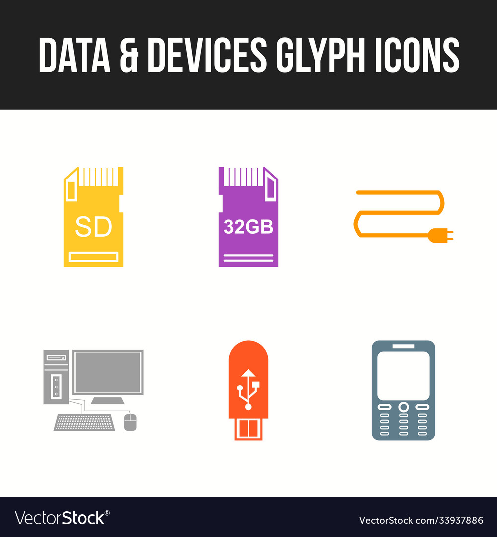 Unique data and devices icon set