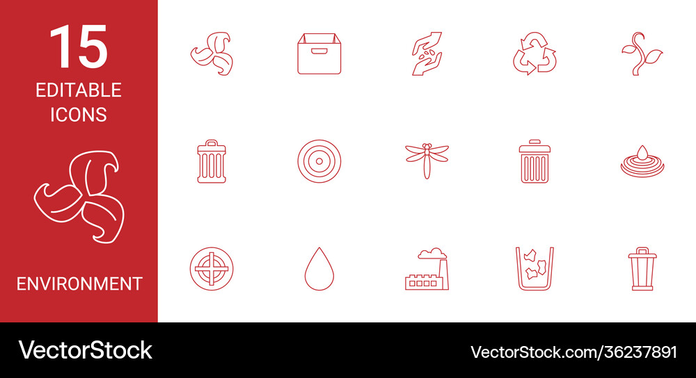 15 environment icons Royalty Free Vector Image