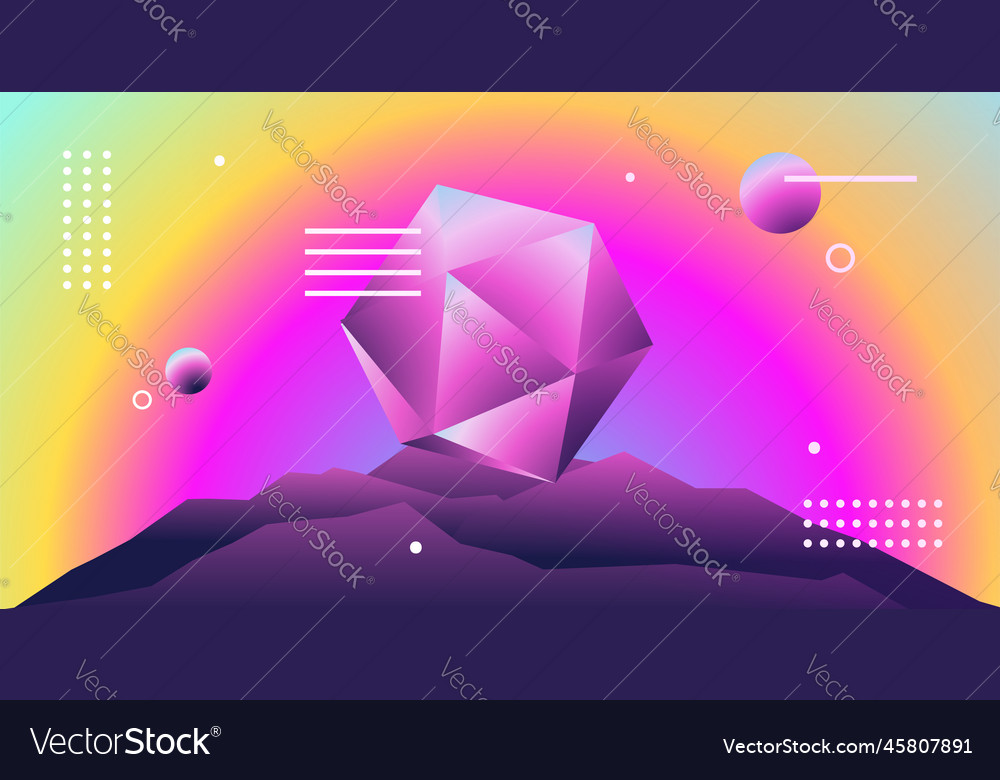 Abstract planets on a background of wireframe vector image Abstract planets on a background of wireframe