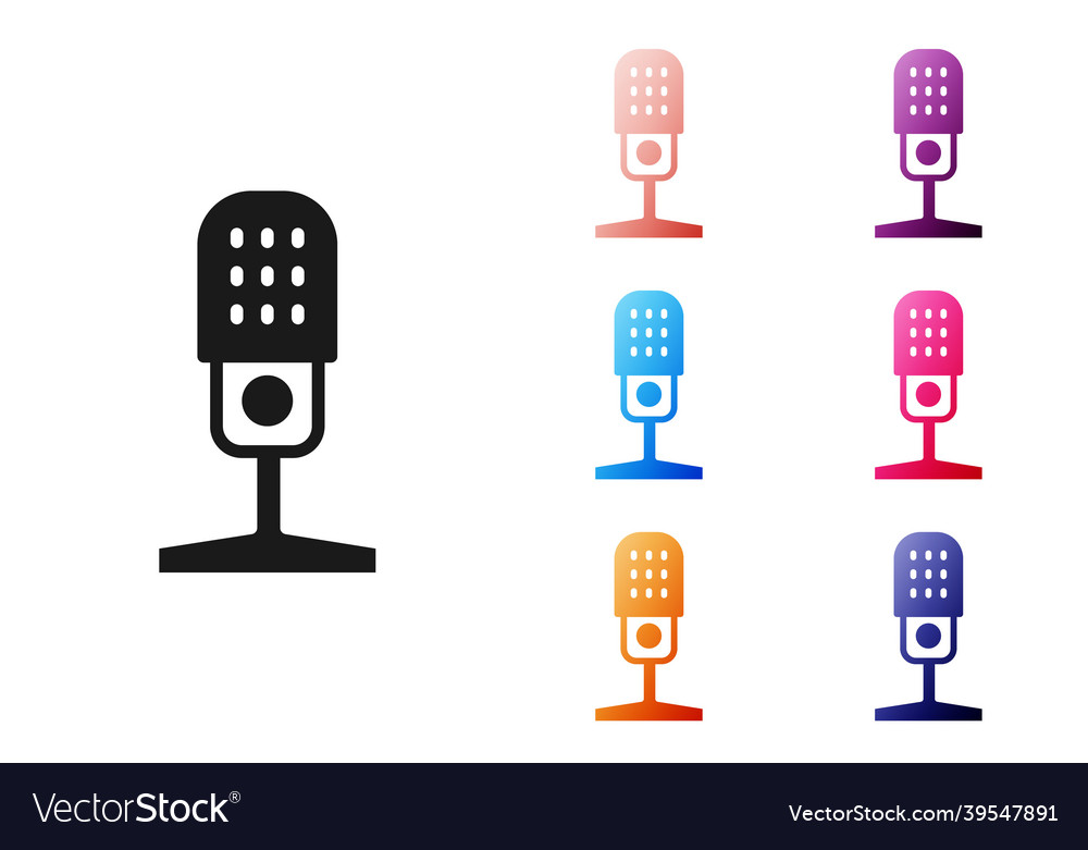 Black microphone icon isolated on white background