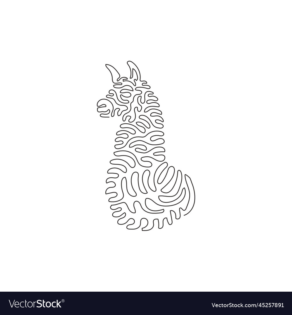 Continuous curve one line drawing of cute sitting