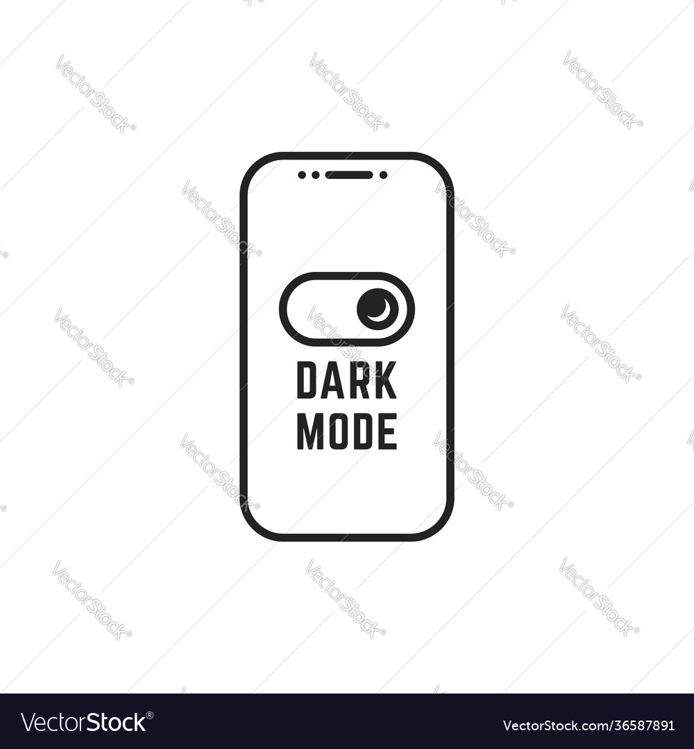 Darkmode switch in linear smartphone Vector Image Darkmode switch in linear smartphone