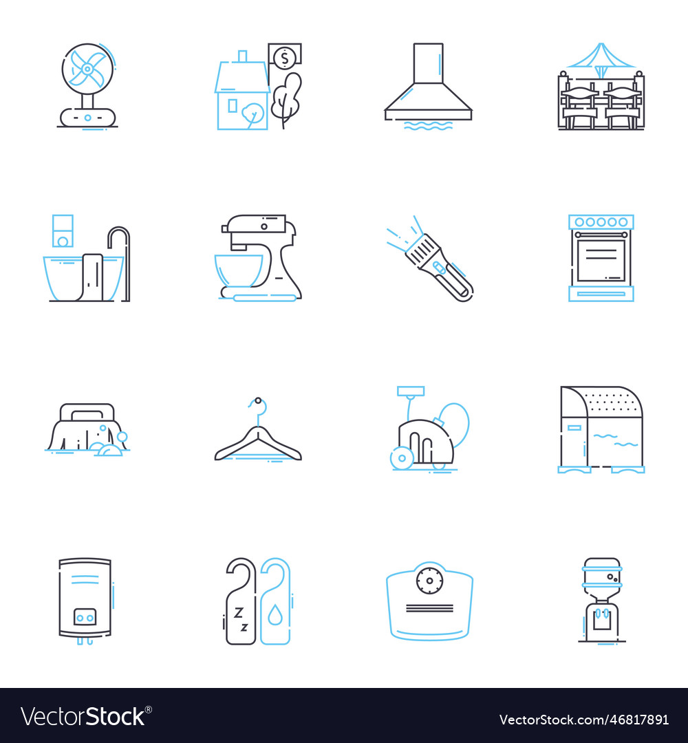 Electronics linear icons set circuit capacitor vector image Electronics linear icons set circuit capacitor