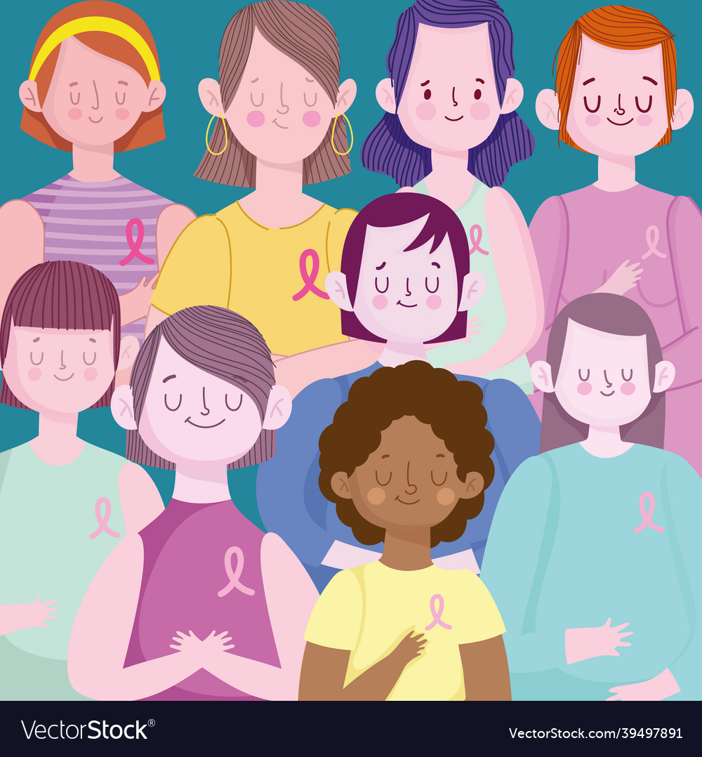 Group of women and pink ribbon