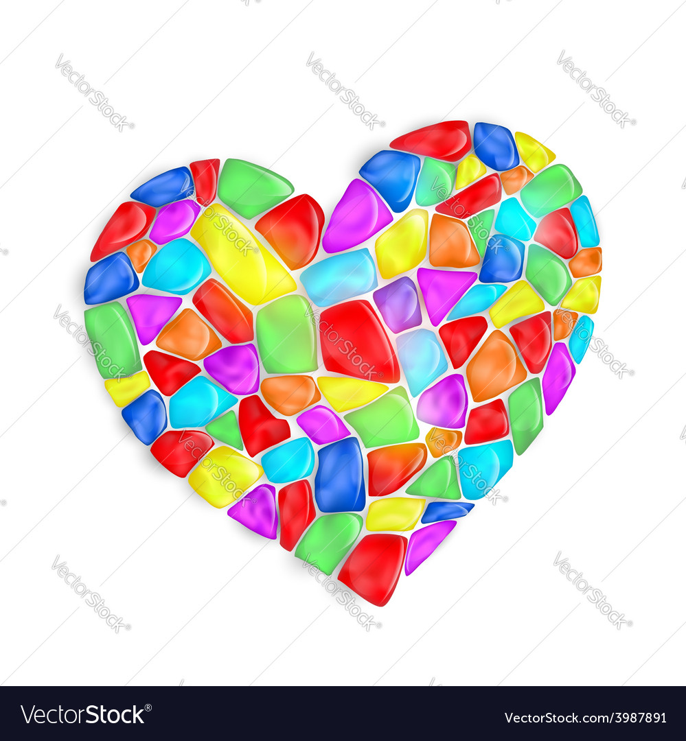 Seamless texture of colored heart cut gems Vector Image