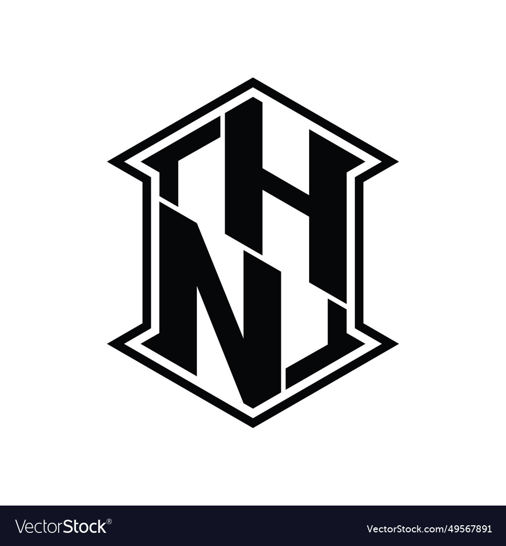 Hn logo monogram hexagon shield shape up and down