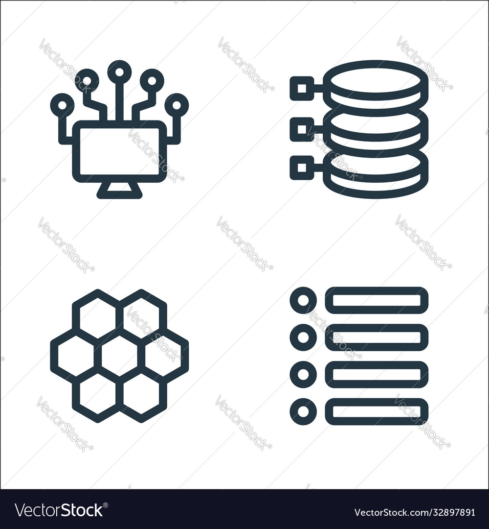 Infographic elements line icons linear set vector image Infographic elements line icons linear set