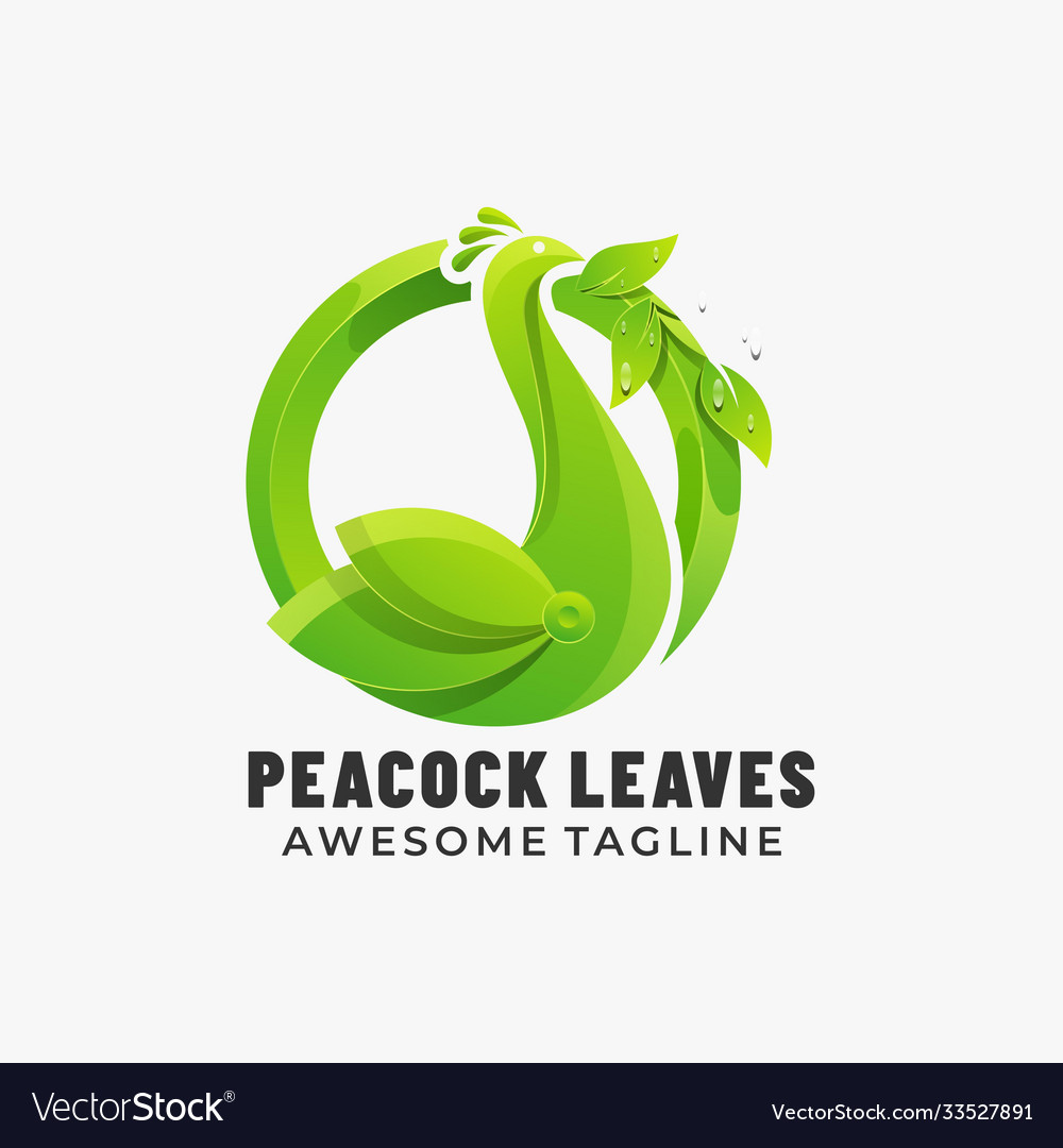 Logo peacock leaves gradient colorful style Vector Image Logo peacock leaves gradient colorful style