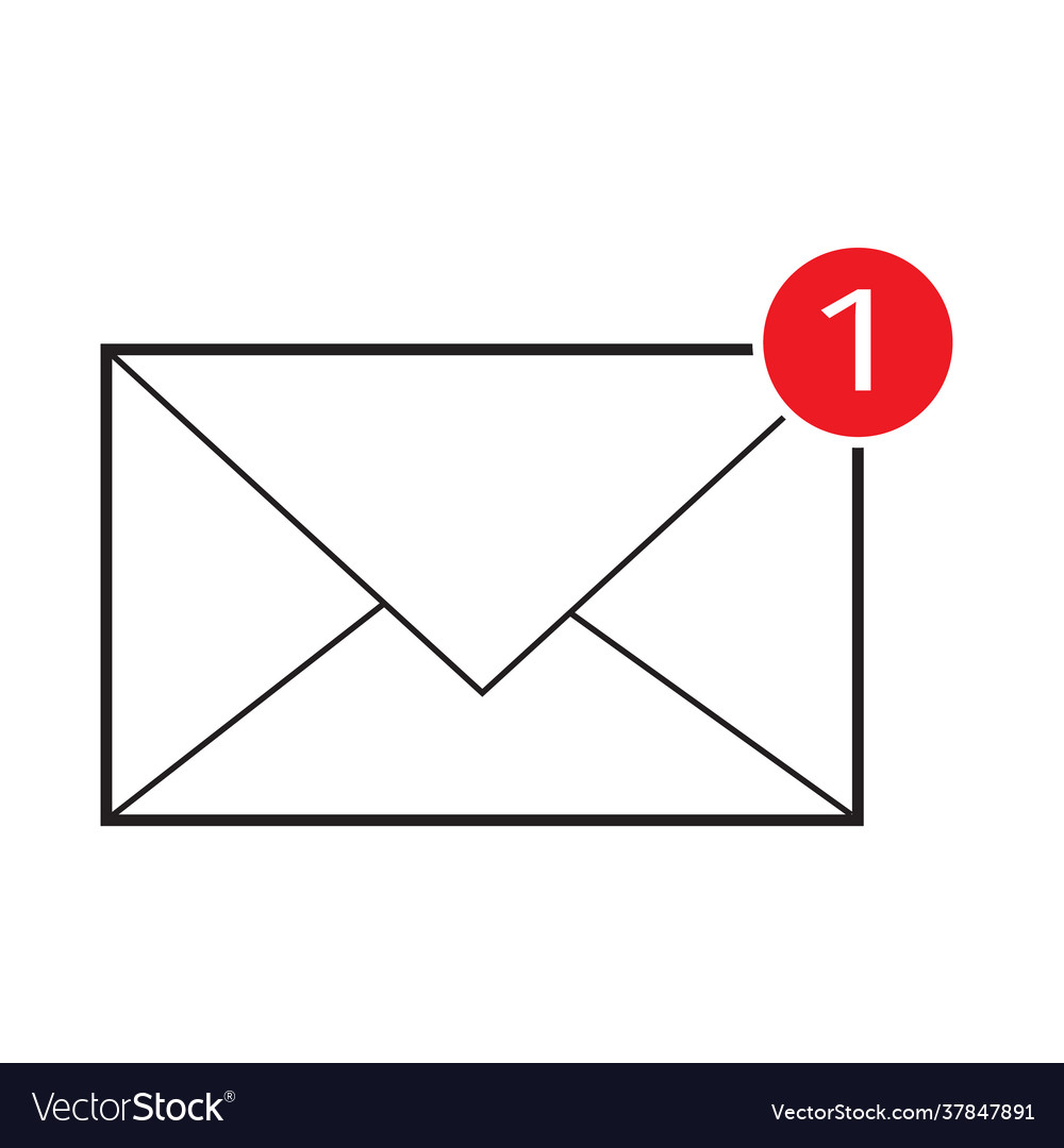 Message or email notification icon on white