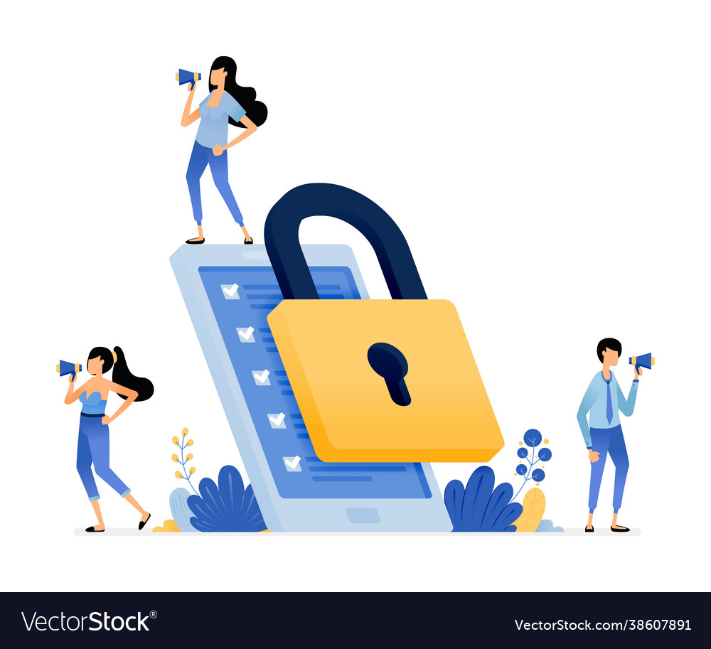 Mobile apps security device to protect user data vector image Mobile apps security device to protect user data