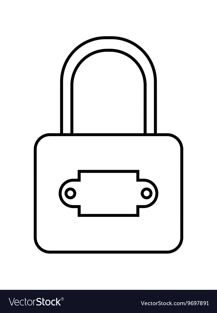 Padlock flat linear icon of lock isolated