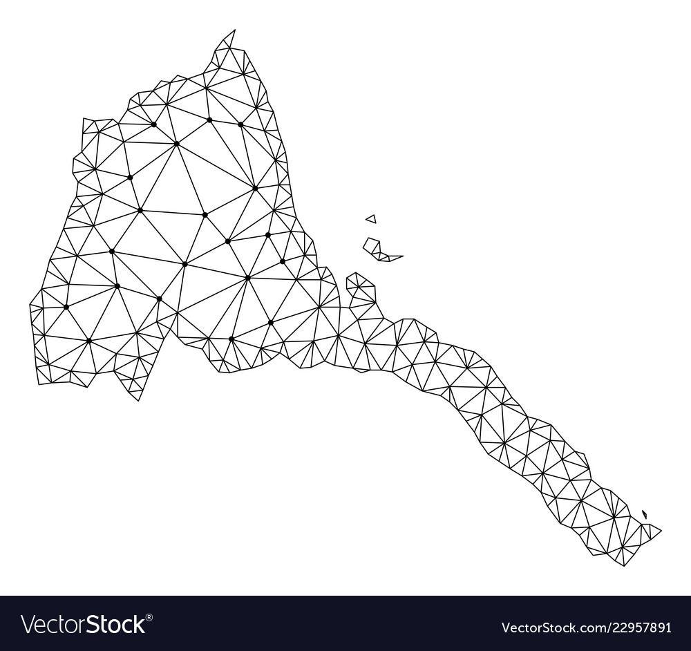 Polygonal carcass mesh map of eritrea vector image Polygonal carcass mesh map of eritrea