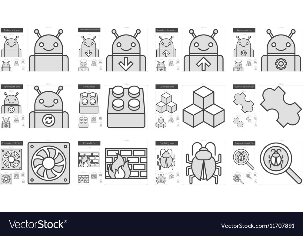 Programming line icon set