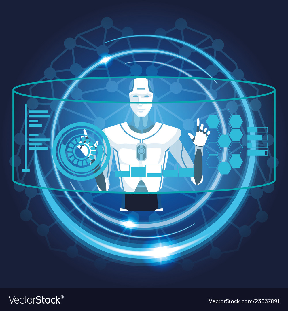 Robot with artificial intelligence Vector Image Robot with artificial intelligence