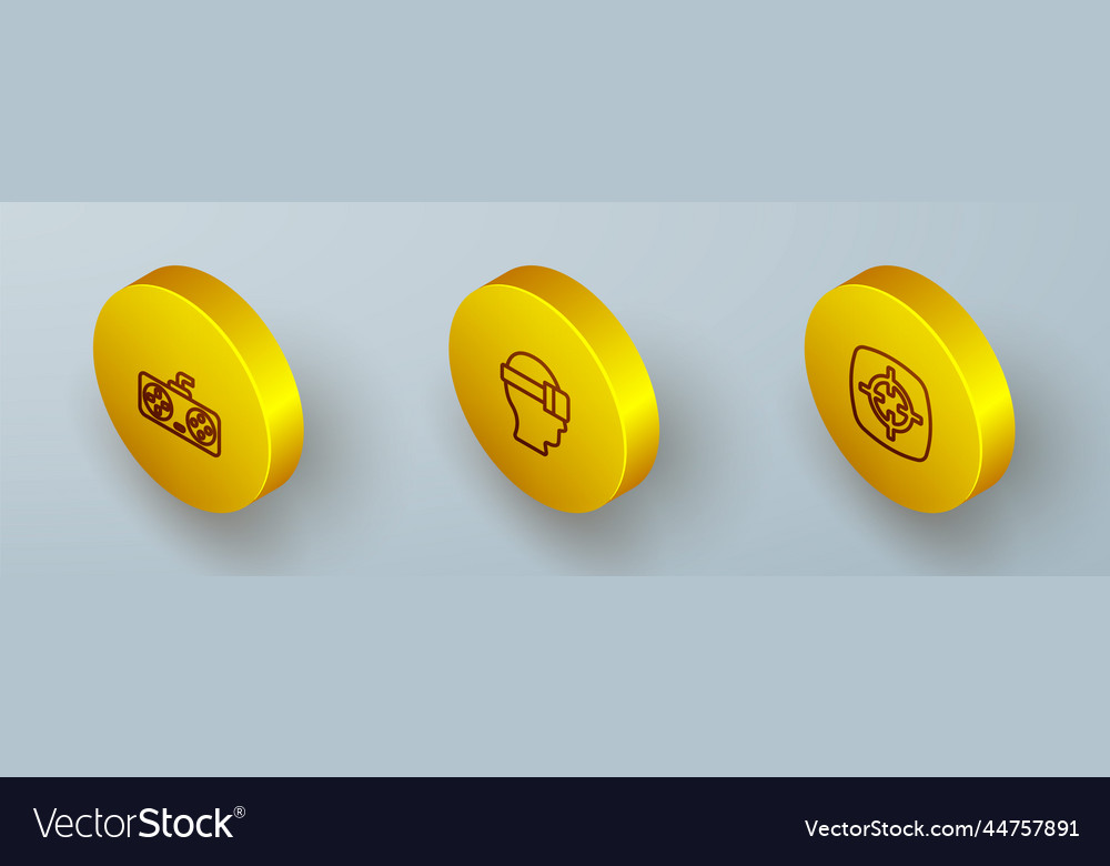 Set isometric line game controller or joystick