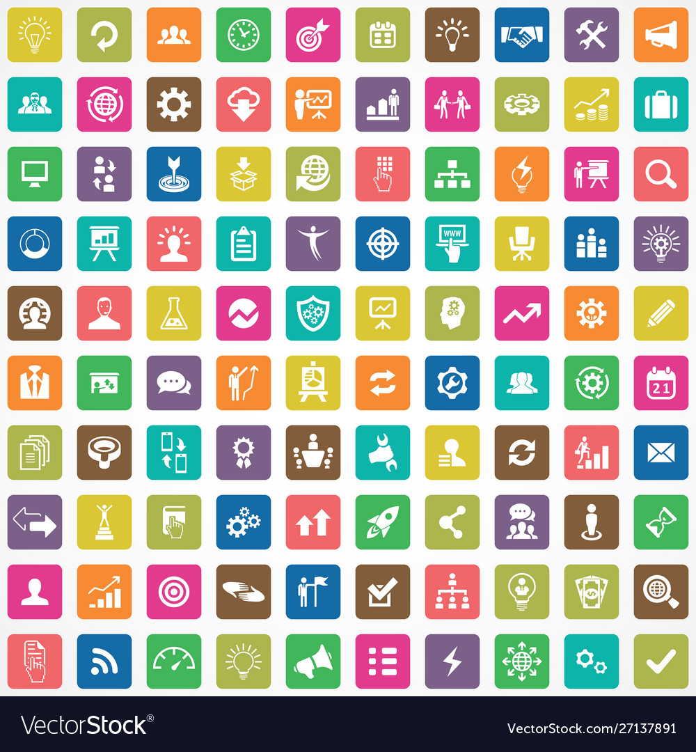 Solution 100 icons universal set for web and ui Vector Image