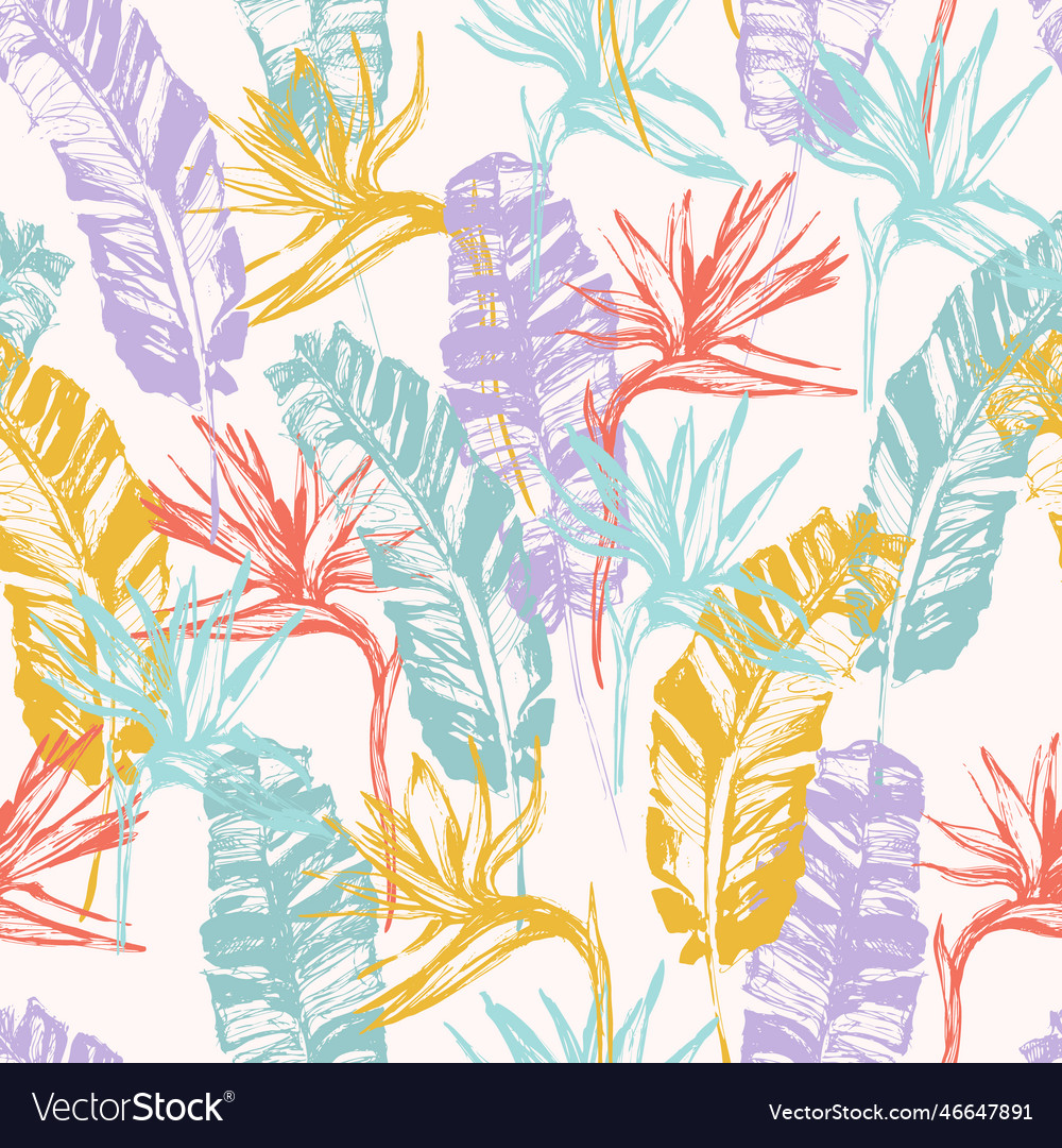 Tropical Leaves & Flowers Pattern