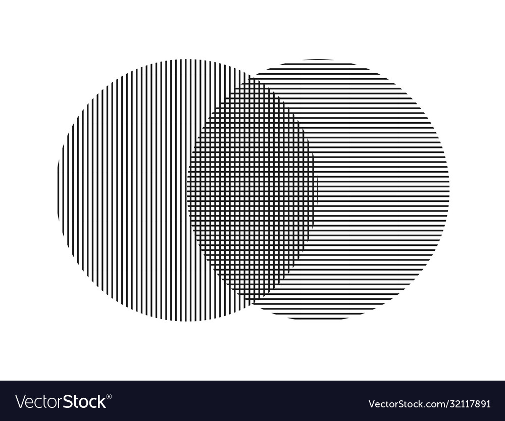 Two circles parallel lines intersect each vector image Two circles parallel lines intersect each