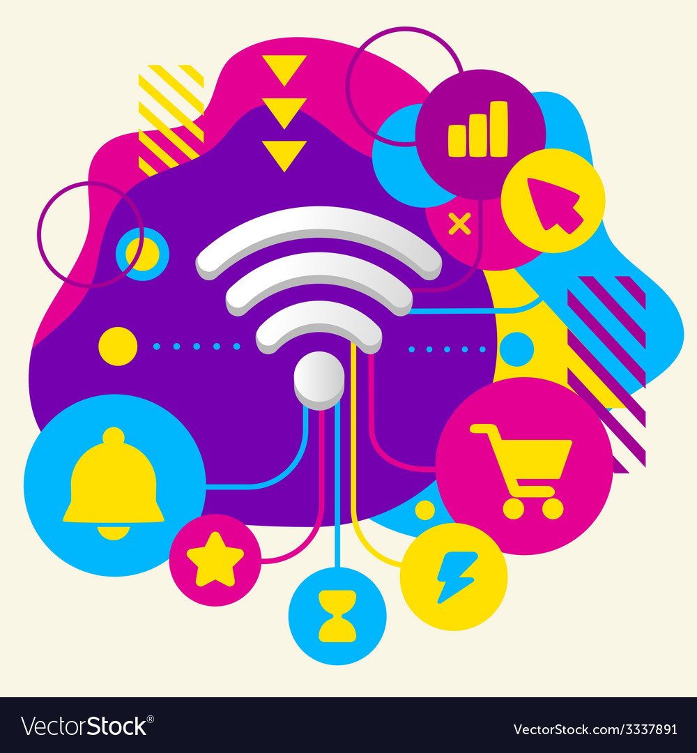 Wi fi on abstract colorful spotted background Vector Image