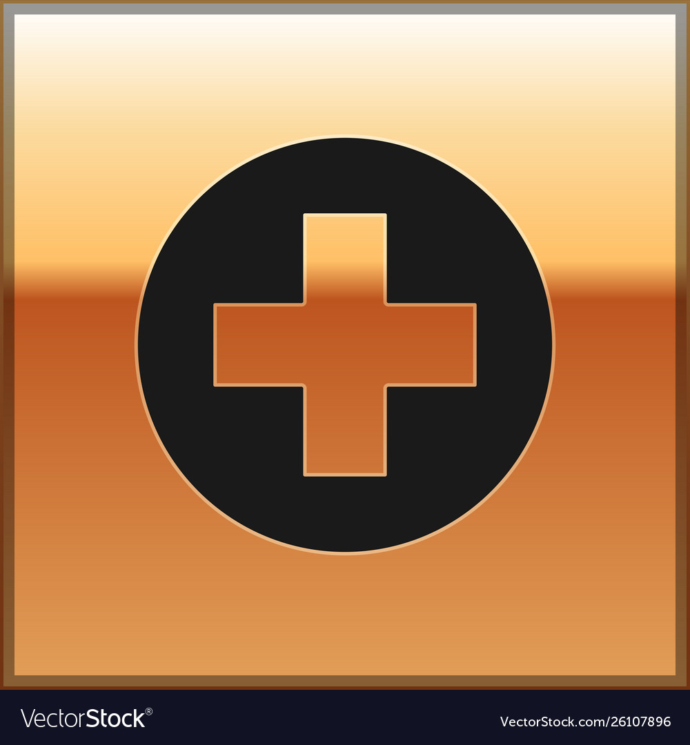 Black medical cross in circle icon isolated